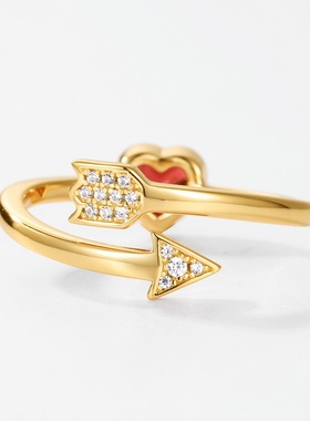 新款气质时尚石榴石戒指女欧美小众戒指轻奢高级开口戒指手饰