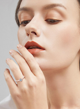 网红同款925纯银泡泡戒指女小众18K金电镀玫瑰金色莫桑石戒指