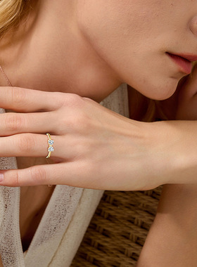 S925纯银蝴蝶结爱心戒指莫桑石爆款甜美小清新个性指环女