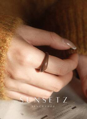 S925纯银小众珐琅滴釉戒指女指环