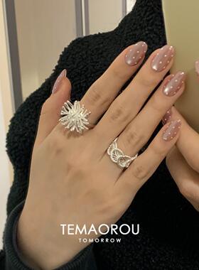 S925纯银韩系璀璨烟花戒指女小众