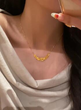 金色椭圆项链女复古细闪微笑几何