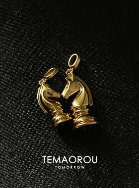 复古象棋马头吊坠项链女款高级感