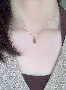 国风仿翡翠绿色水滴项链2025新款