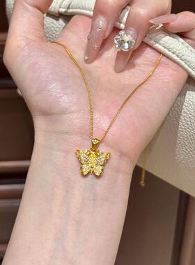 宫廷风爆闪镂空蝴蝶项链2025新款