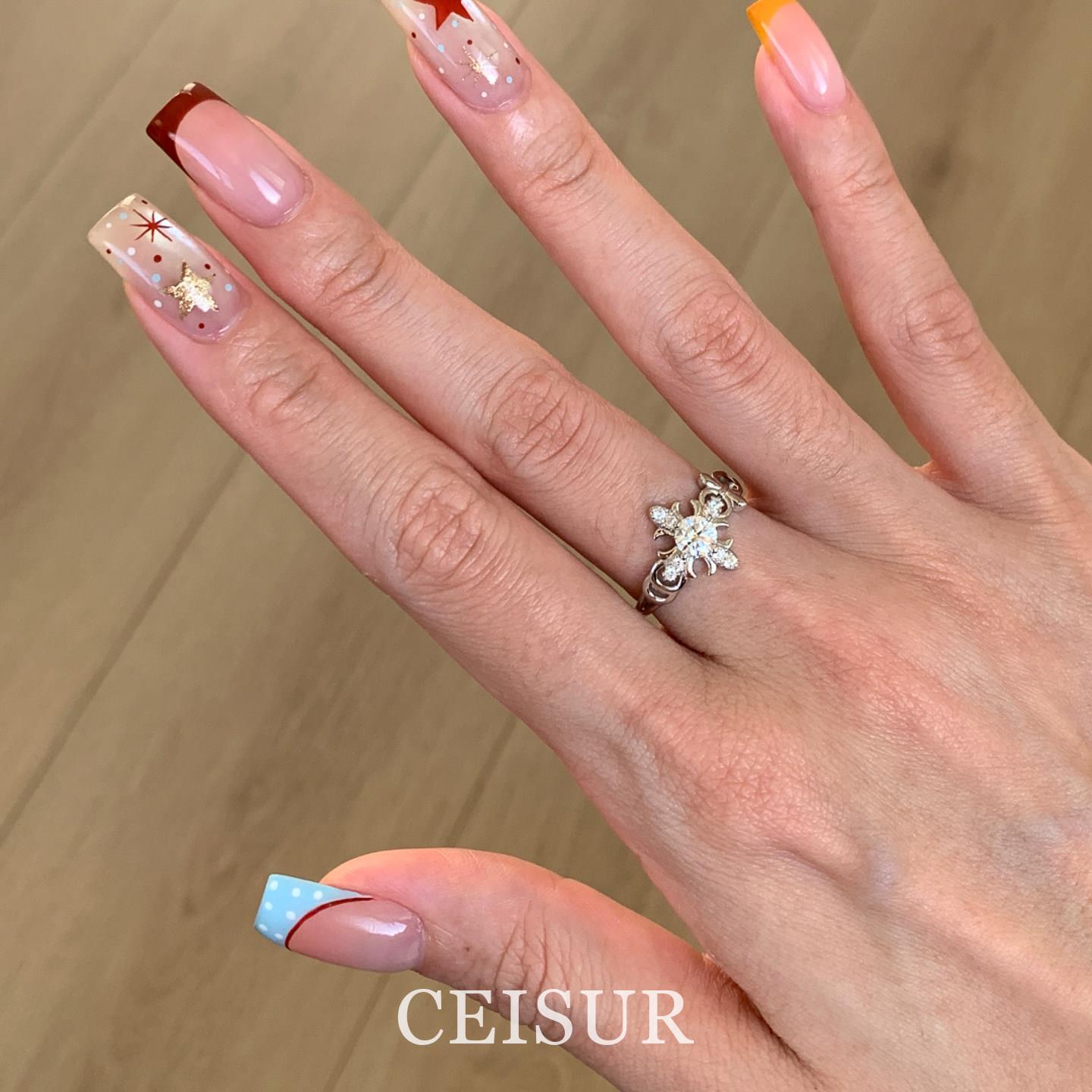 S925 sterling silver cross star diamond ring niche design light