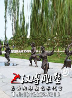 铸铜民俗小品扭秧歌人物雕塑玻璃钢城市铜雕景区二人转跳舞雕像
