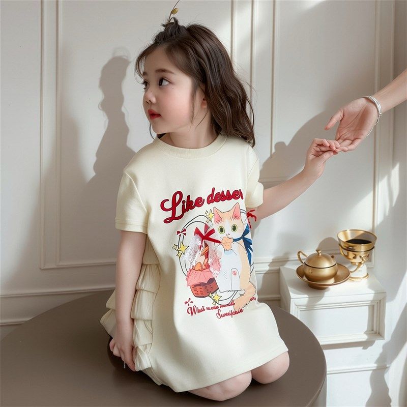 女童甜美短袖t恤裙夏季儿童洋气连衣裙子小女孩卡通公主裙女宝宝,淘宝优惠券,粉丝福利购,淘宝优惠卷