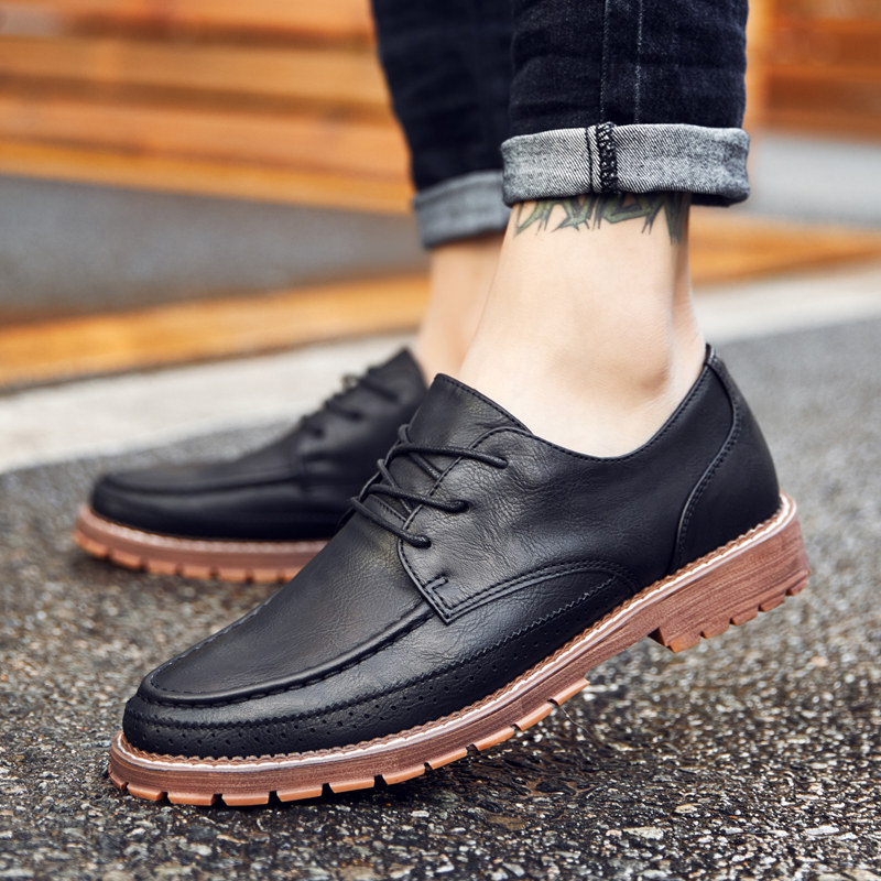 休闲皮鞋男韩版软面皮鞋子秋季潮流青年英伦小皮鞋男士系带豆豆鞋,淘宝优惠券,粉丝福利购,淘宝优惠卷
