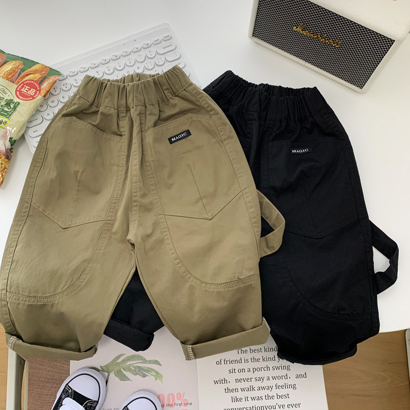 男童休闲裤春装新款2023儿童帅气工装裤小童宽松春秋棉布哈伦裤潮,淘宝优惠券,粉丝福利购,淘宝优惠卷