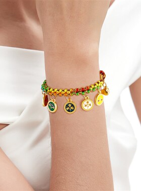 端午节彩色手绳女手工编织五路财神民族风手链藏式本命年复古手串