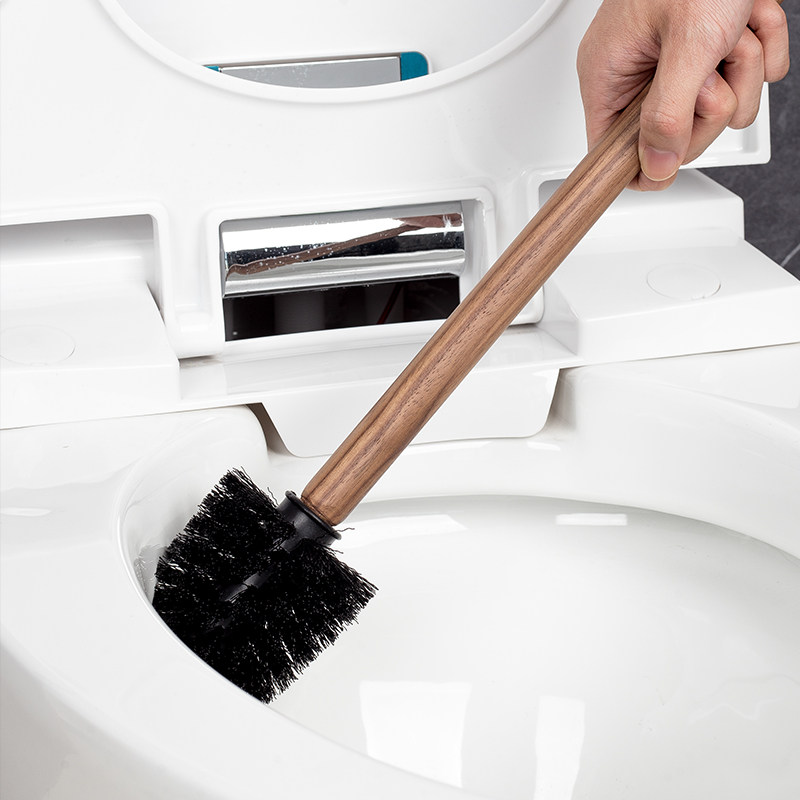 Toilet brush shelf solid wood new Chinese style household no dead corner toilet brush set wall-mounted bathroom light luxury