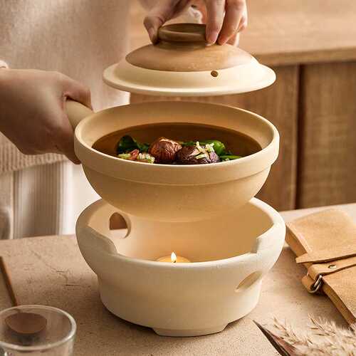 陶瓷侧把砂锅煲仔饭家用打边炉小火锅碳锅户外庭院碳炉酒精炉汤锅 - 图0