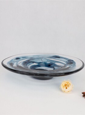 简约现代琉璃果盘摆件样板房售楼部家居客厅轻奢软装饰品创意摆设