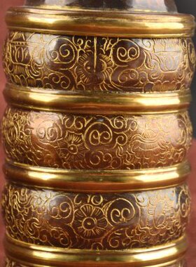 供米供佛雕花尼泊尔藏用品摆件式壶修纯铜用粮多层米盒密宗供具品