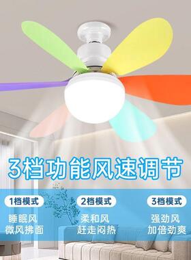 E27新款螺口风扇灯大风力简约家用静音卧室遥控餐厅一体led吊扇