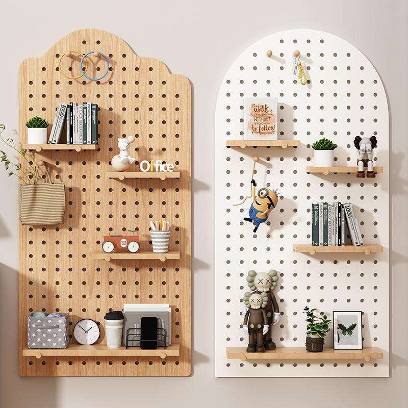 Solid wood hole board can be used to define the entrance wall storage rack solid wood hanging board decorative partition storage rack wall display rack
