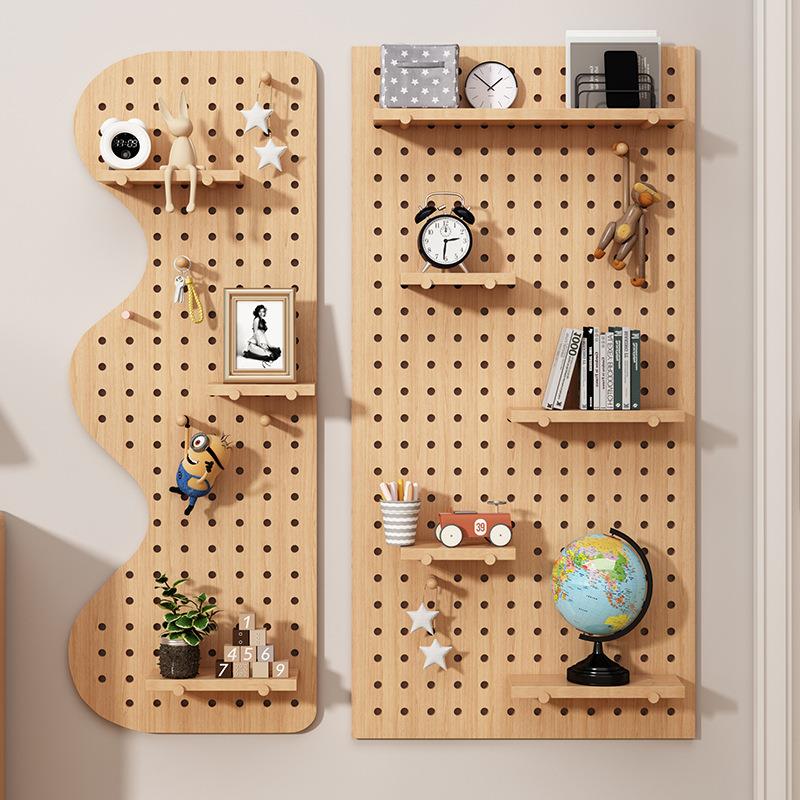 Solid wood hole board can be used to define the entrance wall storage rack solid wood hanging board decorative partition storage rack wall display rack