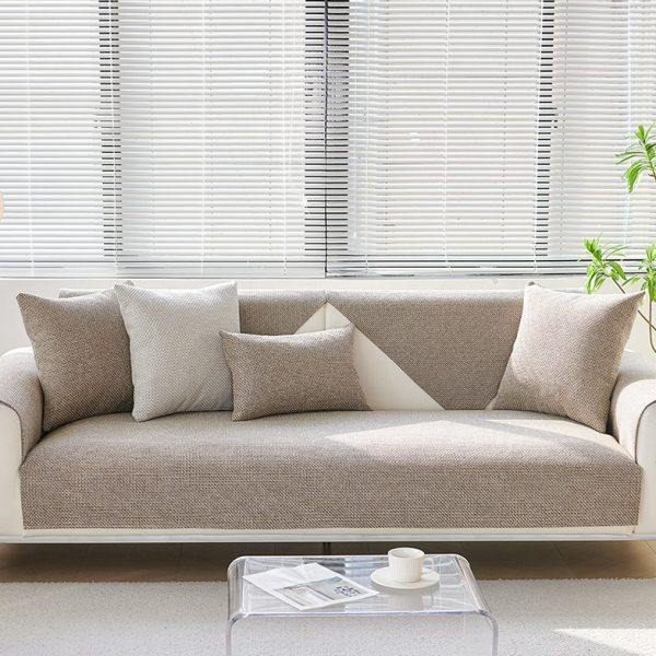 纯色新款亚麻现代简约四季通用防滑老粗布沙发垫套子罩盖布巾全包,淘宝优惠券,粉丝福利购,淘宝优惠卷