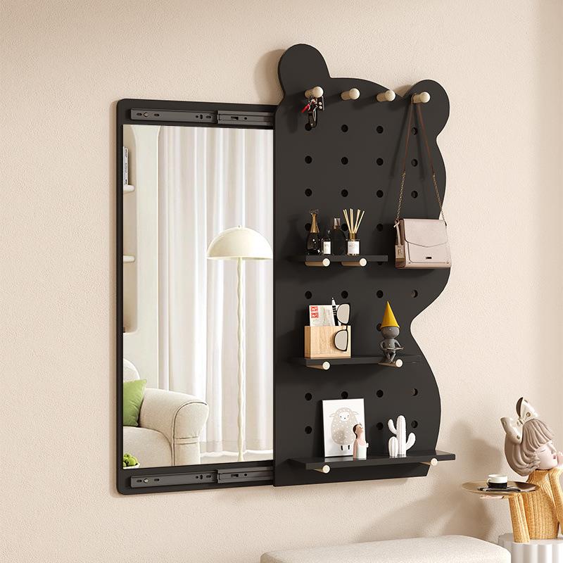 Perforated board hidden sliding mirror slimming whole body wall-mounted fitting without punching home living room entrance wall dressing mirror