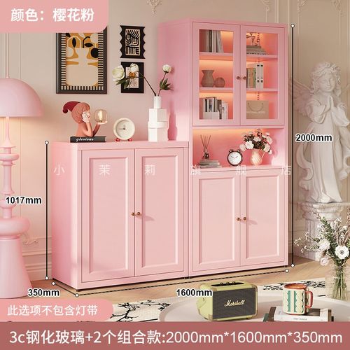 网红书柜带玻璃门落地家用组合客厅防尘置物柜儿童书架柜子展示柜 - 图1