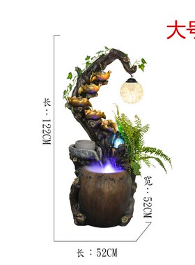 落地中式根雕流水喷泉风水轮摆件客厅招财鱼缸加湿器创意家居装饰