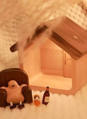 躺平鸭小夜灯实木床头创意可爱解压玄关装饰摆件生日礼品乔迁礼物