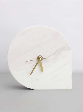 现代简约大理石时钟钟表桌面摆件客厅电视柜玄关酒店软装家居装饰