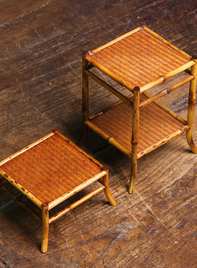 竹茶具收纳架中式小型多宝阁博古架装桌面花架装饰摆件文玩置物架