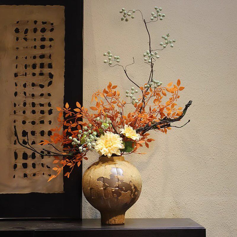 新中式禅意陶瓷花瓶民宿宋代美学酒店桌面玄关侘寂风插花装饰摆件,淘宝优惠券,粉丝福利购,淘宝优惠卷