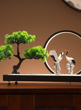 迎客松灯圈小夜灯玄关装饰新中式沙盘客厅摆件店铺办公室开业礼物