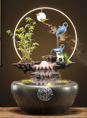 悬壶浮循环流水生财m景观摆件招财鱼缸桌面办公室开业乔迁新居礼