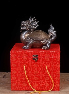 陶瓷招财龙龟摆件中式家居客厅办公桌面玄关装饰品八卦龙头龟摆设