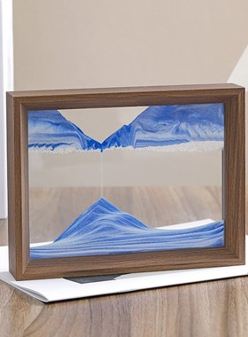 创意实木相框流沙画摆件3D立体解压沙漏高档商务家居装饰品
