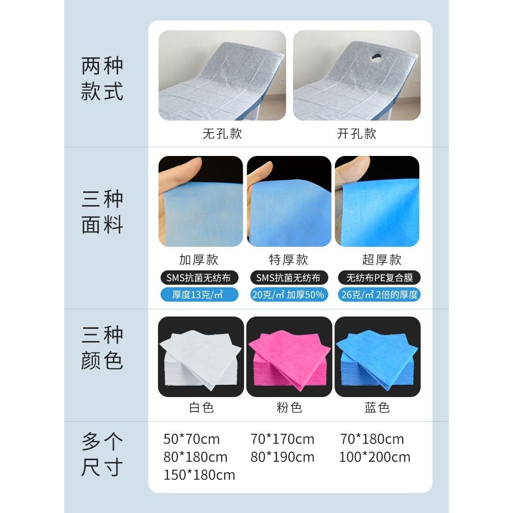 一次性床单美容院按摩床专用防水防油带洞床垫无纺布透气垫100张,淘宝优惠券,粉丝福利购,淘宝优惠卷