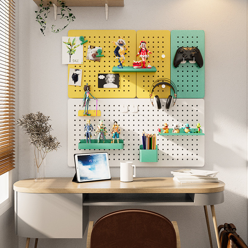 Wall hole plate storage rack without punching metal partition wall hanging board wall bookcase desktop storage display rack