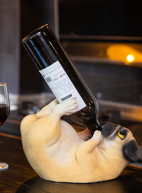 美式创意红酒架摆件酒柜装饰品家用客厅橱柜摆设工艺品狗狗酒瓶架