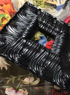 黑色的波浪古典中古复古画框装裱幕布挂墙客厅实木定制挂钩油画