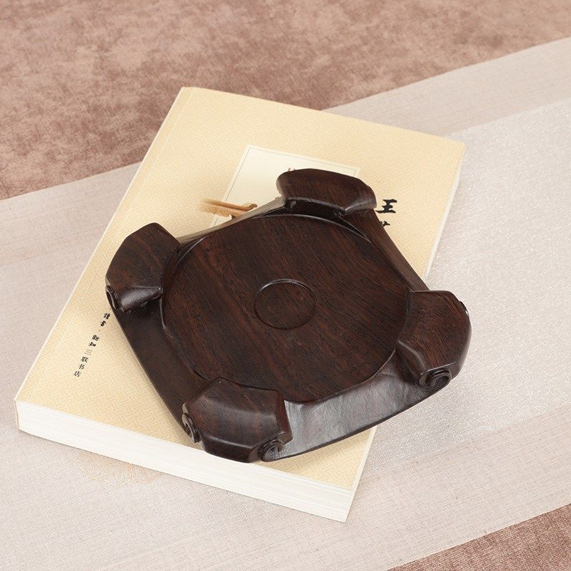 黑檀整木圆形实木底座紫砂壶瓷器花瓶古董葫芦香炉鱼缸花盆木托架,淘宝优惠券,粉丝福利购,淘宝优惠卷