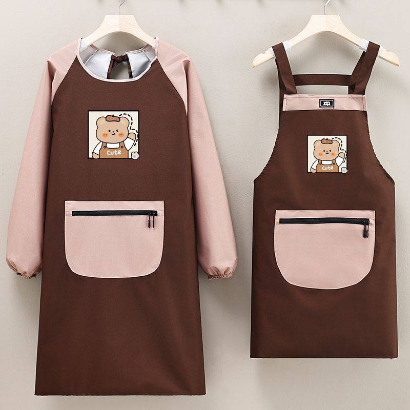 围裙耐脏护衣时尚韩版长袖防水防油污拉链口袋反穿罩衣专用工作服,淘宝优惠券,粉丝福利购,淘宝优惠卷