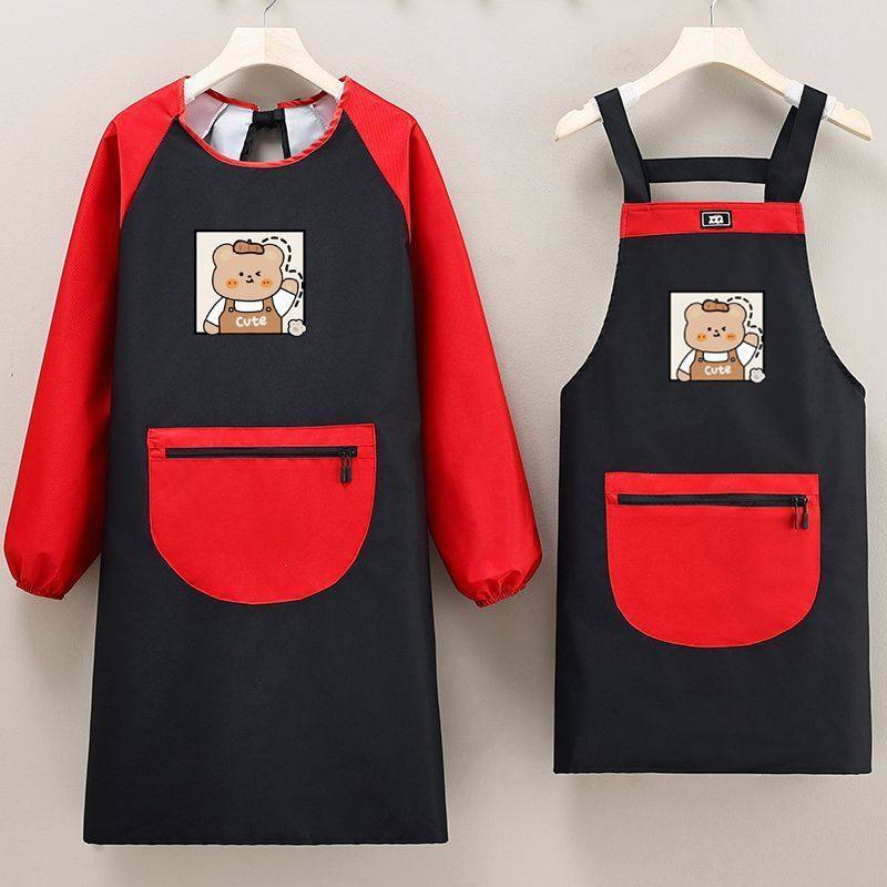 围裙耐脏护衣时尚韩版长袖防水防油污拉链口袋反穿罩衣专用工作服,淘宝优惠券,粉丝福利购,淘宝优惠卷