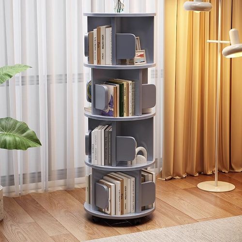 实木可旋转移动书架落地置物架家用简约走廊过道不占地方的书架子 - 图1