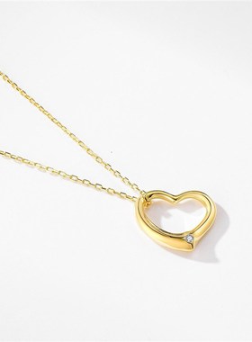 925韩国气质简约小清新镂空爱心项链百搭简约风心形锁骨链