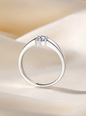 30分莫桑石钻戒男士情侣款50女1克拉纯银对戒结婚订婚送男友戒指