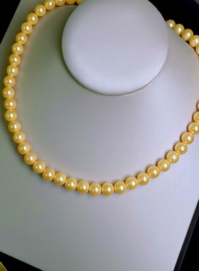 法式强光正圆金色贝母珍珠锁骨链复古项链毛衣链百搭简约高级感女