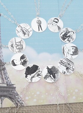 订制照片银牌项炼 定做diy刻字圆盘 纯银情侣名字锁骨炼个性礼物