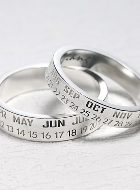 纪念日情侣戒指999纯银手工对戒定制刻字送女友七夕表白生日礼物