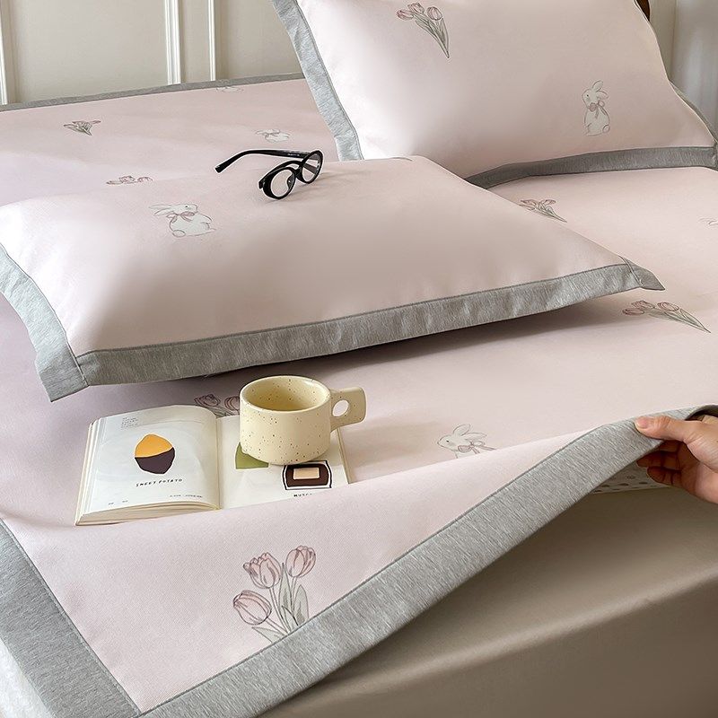 母婴级冰藤席夏季冰丝凉席三件套裸睡可水洗折叠席夏天空调软席子,淘宝优惠券,粉丝福利购,淘宝优惠卷