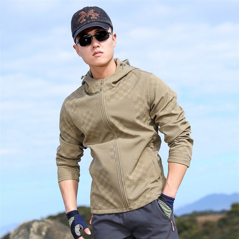 户外时尚连帽软壳衣男上衣运动抓绒冲锋衣男夹克外套防风保暖春秋,淘宝优惠券,粉丝福利购,淘宝优惠卷