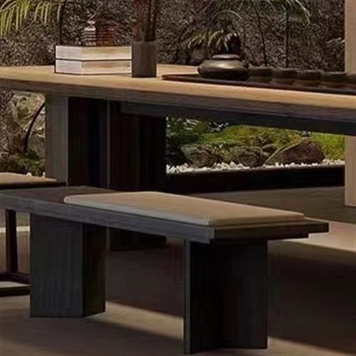 现代茶桌椅组合简约禅意黑胡桃木功夫茶台实木大板桌办公室泡茶桌 - 图1